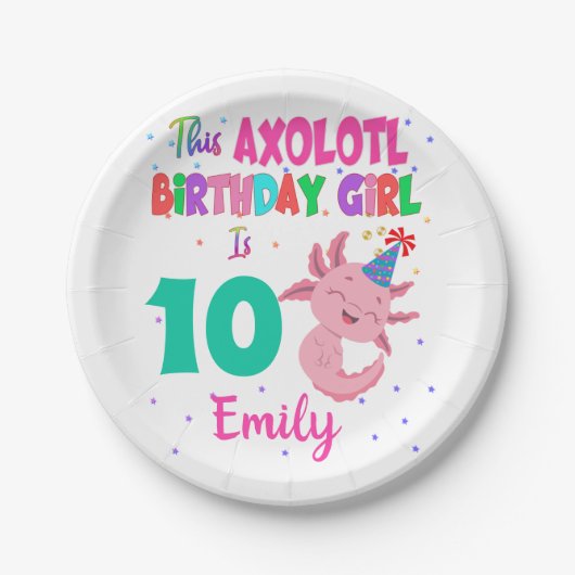 Assiettes En Carton Cette fille Axolotl est une salamandre amphibie  (Devant)