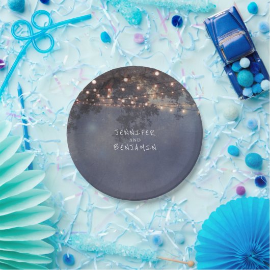 Assiettes En Carton Chaîne Lights Branches de l'arbre Mariage rustique (Fête)