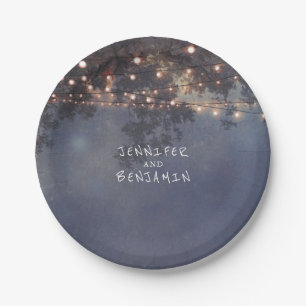 Assiettes En Carton Chaîne Lights Branches de l'arbre Mariage rustique