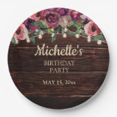 Assiettes En Carton Chaîne Rustique Lumière Violet Floral Anniversaire (Devant)