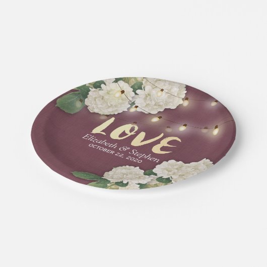 Assiettes En Carton Chaîne wedding shower Hydrangea Lumière Rouge Bour (Angle)