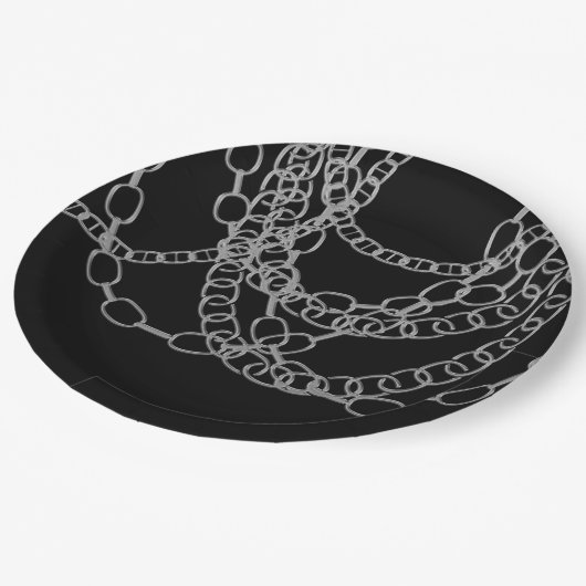 Assiettes En Carton Chaînes d'argent Black Hip hop Danse fête d'annive (Angle)