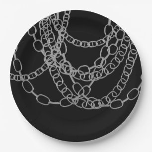 Assiettes En Carton Chaînes d'argent Black Hip hop Danse fête d'annive