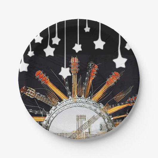 ASSIETTES EN CARTON CHAÎNES DE GUITARE AU SOLEIL (Devant)