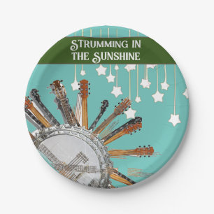 ASSIETTES EN CARTON CHAÎNES DE GUITARE AU SOLEIL