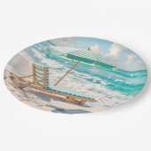 Assiettes En Carton Chaise Lounge Sur Sable Blanc (Angle)