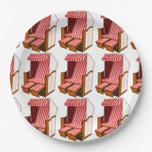 Assiettes En Carton Chaises de plage rouges et blanches Thème Plaques