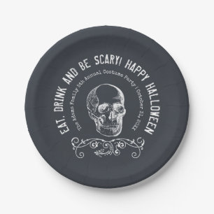 Assiettes En Carton Chalboard Skull Personnalisé Halloween Party
