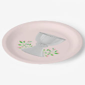 Assiettes En Carton Chalice et Buds Rose Verdure Première communion (Angle)