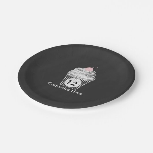 Assiettes En Carton Chalk Chalk Cupcake Plaques de fête d'anniversaire (Angle)