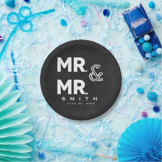 Assiettes En Carton Chalk Chalkboard M. & MR Fiançailles Mariage gay (Fête)