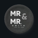 Assiettes En Carton Chalk Chalkboard M. & MR Fiançailles Mariage gay<br><div class="desc">Customisez avec n'importe quel texte pour n'importe quel événement.</div>