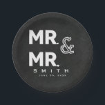 Assiettes En Carton Chalk Chalkboard M. & MR Fiançailles Mariage gay<br><div class="desc">Customisez avec n'importe quel texte pour n'importe quel événement.</div>