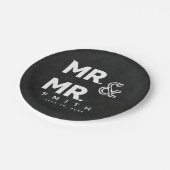 Assiettes En Carton Chalk Chalkboard M. & MR Fiançailles Mariage gay (Angle)