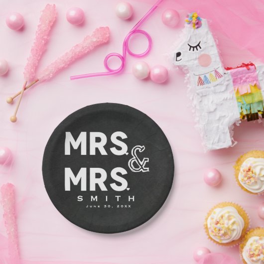 Assiettes En Carton Chalk Chalkboard M. & MR Fiançailles Mariage gay (Fête)