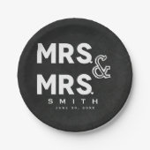 Assiettes En Carton Chalk Chalkboard M. & MR Fiançailles Mariage gay (Devant)
