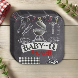 Assiettes En Carton Chalkboard Baby-Q Grill Baby shower