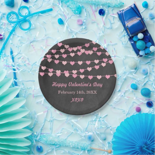 Assiettes En Carton Chalkboard Chaîne d'amour Heureuse Sainte-Valentin (Fête)