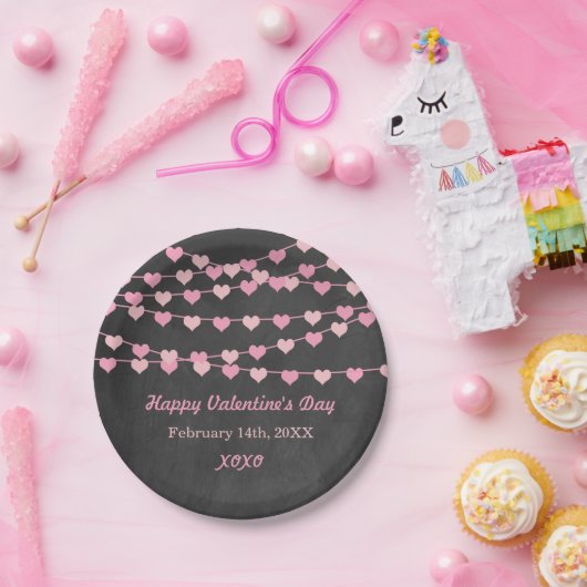 Assiettes En Carton Chalkboard Chaîne d'amour Heureuse Sainte-Valentin (Fête)