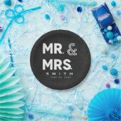 Assiettes En Carton Chalkboard Chalk M. & Mme Mariage Fiançailles (Fête)