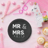 Assiettes En Carton Chalkboard Chalk M. & Mme Mariage Fiançailles (Fête)