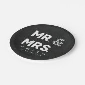 Assiettes En Carton Chalkboard Chalk M. & Mme Mariage Fiançailles (Angle)