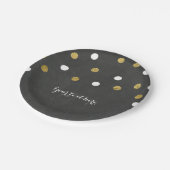Assiettes En Carton Chalkboard Gold & White Confetti Celebration Party (Angle)