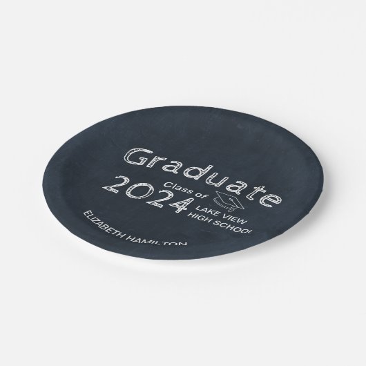 Assiettes En Carton Chalkboard High School Photo Graduation Party (Angle)
