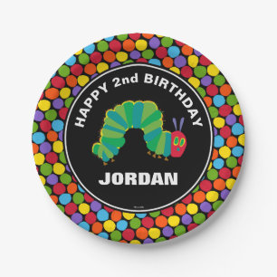 Assiettes En Carton Chalkboard Hunt Caterpillar   Joyeux anniversaire