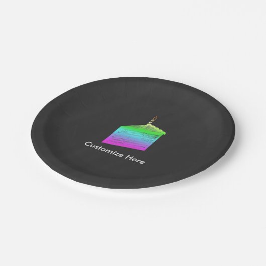 Assiettes En Carton Chalkboard Rainbow Cake Anniversaire Plaques de fê (Angle)