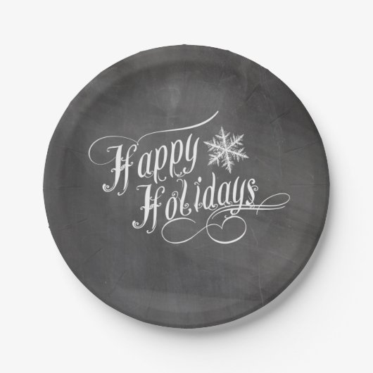 Assiettes En Carton Chalkboard Snowflakes | Joyeuses fêtes (Devant)