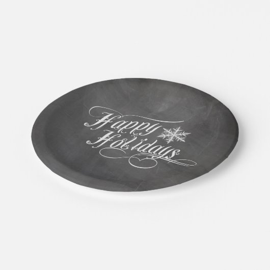 Assiettes En Carton Chalkboard Snowflakes | Joyeuses fêtes (Angle)