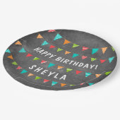 Assiettes En Carton Chalkoard Bund Nom du drapeau Anniversaire (Angle)