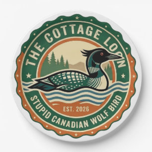 Assiettes En Carton Chaloupe de cottage Loup canadien stupide oiseau
