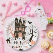 Assiettes En Carton Chambre hantée par Halloween heureuse (Fête)