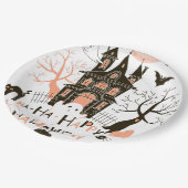 Assiettes En Carton Chambre hantée par Halloween heureuse (Angle)