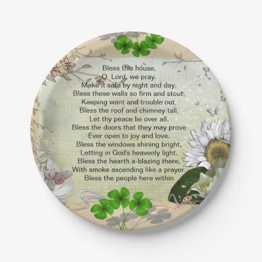 Assiettes En Carton Chambre irlandaise bénissant la plaque à papier (Devant)
