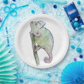 Assiettes En Carton Chameleon à aquarelle mignonne (Fête)
