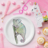 Assiettes En Carton Chameleon à aquarelle mignonne (Fête)