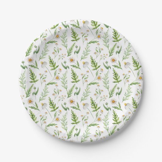 Assiettes En Carton Chamomile Fleur Botanique Rustique Motif (Devant)