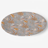 Assiettes En Carton Champ Citrouille d'automne avec feuilles et champi (Angle)