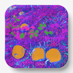 Assiettes En Carton Champ Citrouille purplé dans le style Pop Art