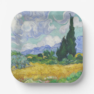 Assiettes En Carton Champ de blé de Van Gogh avec Cyprès Art