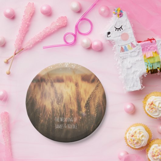 Assiettes En Carton Champ de blé Mariage campagnard rustique (Fête)