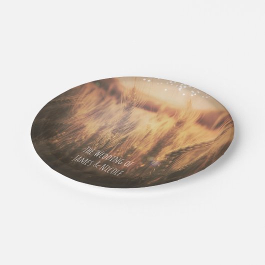 Assiettes En Carton Champ de blé Mariage campagnard rustique (Angle)