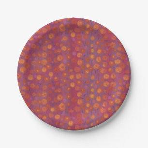 Assiettes En Carton Champ de bonbons, motif floral abstrait, orange ro