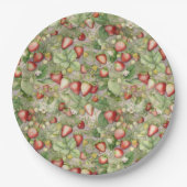 Assiettes En Carton champ de fraises rouges mûres (Devant)