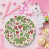 Assiettes En Carton Champ de fraises sur arrière - plan crème (Fête)