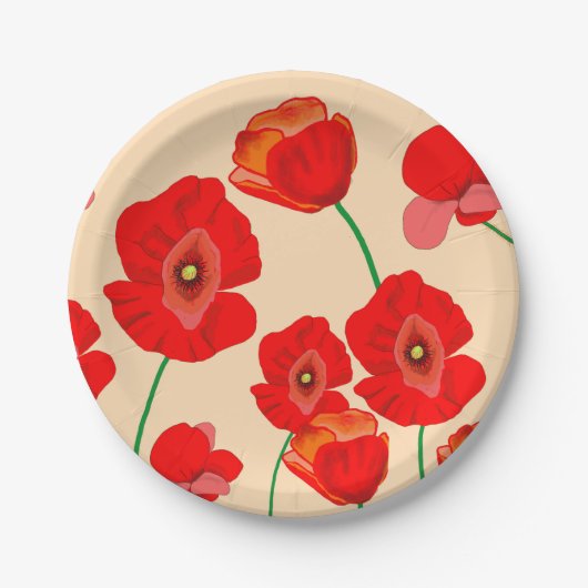 Assiettes En Carton Champ Red Poppy (Devant)