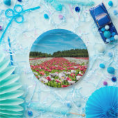 Assiettes En Carton Champ rouge et blanc (Fête)